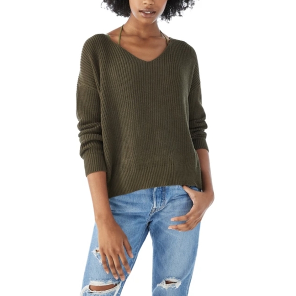 Elan Reversible Open Back Twist Sweater green small medium - Picture 2 of 8